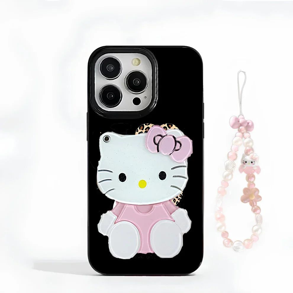 Hello Kitty iPhone Case with Heart Print and Beaded Charm Soft Silicone