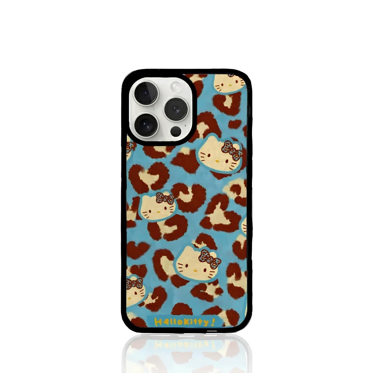 Hello Kitty Cheetah Print iPhone Case Blue Silicone Cover
