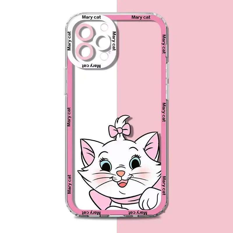 Marie Cat Clear iPhone Case Cute Pink Kawaii Silicone Cover