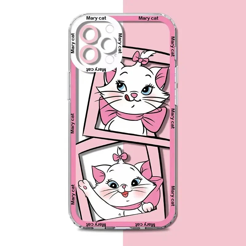 Marie Cat Clear iPhone Case Cute Pink Kawaii Silicone Cover