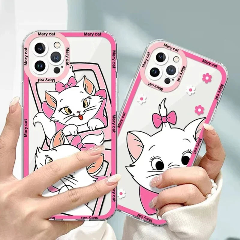 Marie Cat Clear iPhone Case Cute Pink Kawaii Silicone Cover