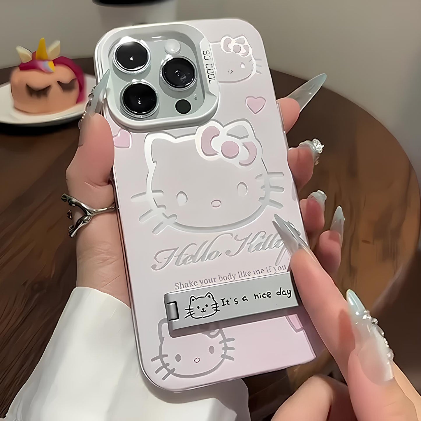 Luxury Pink Hello Kitty iPhone Case with Bracket