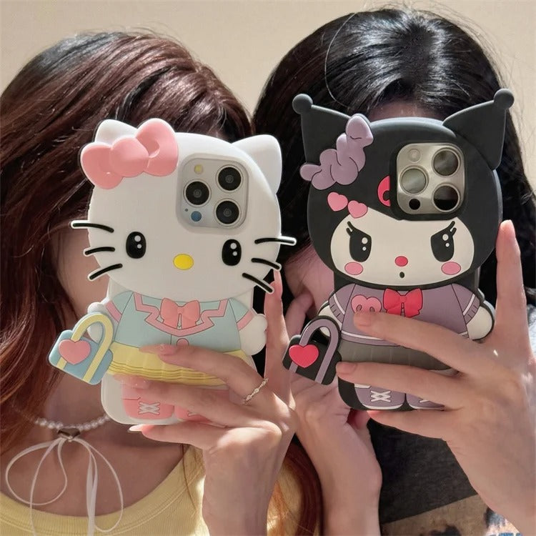 3D Hello Kitty and Kuromi Soft Silicone iPhone Cases