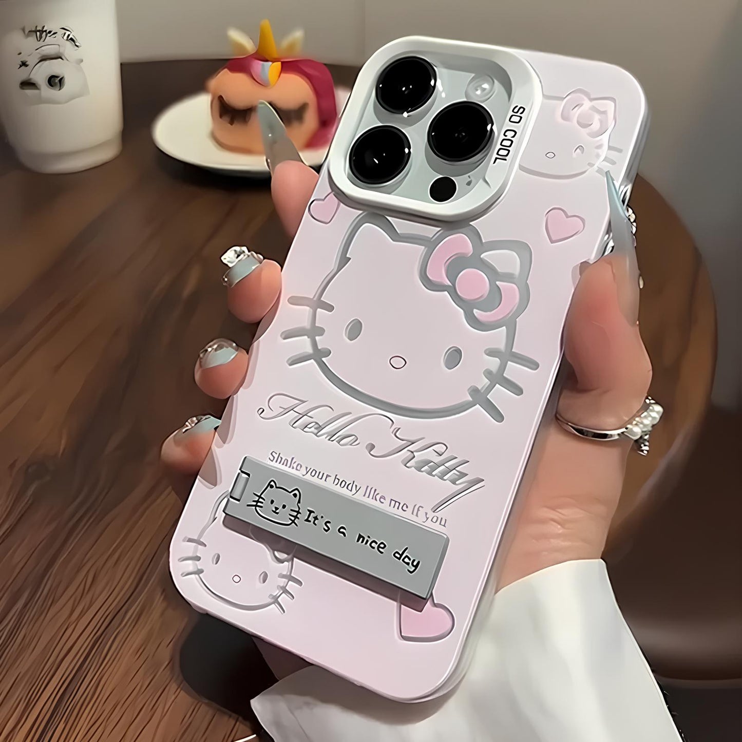 Luxury Pink Hello Kitty iPhone Case with Bracket