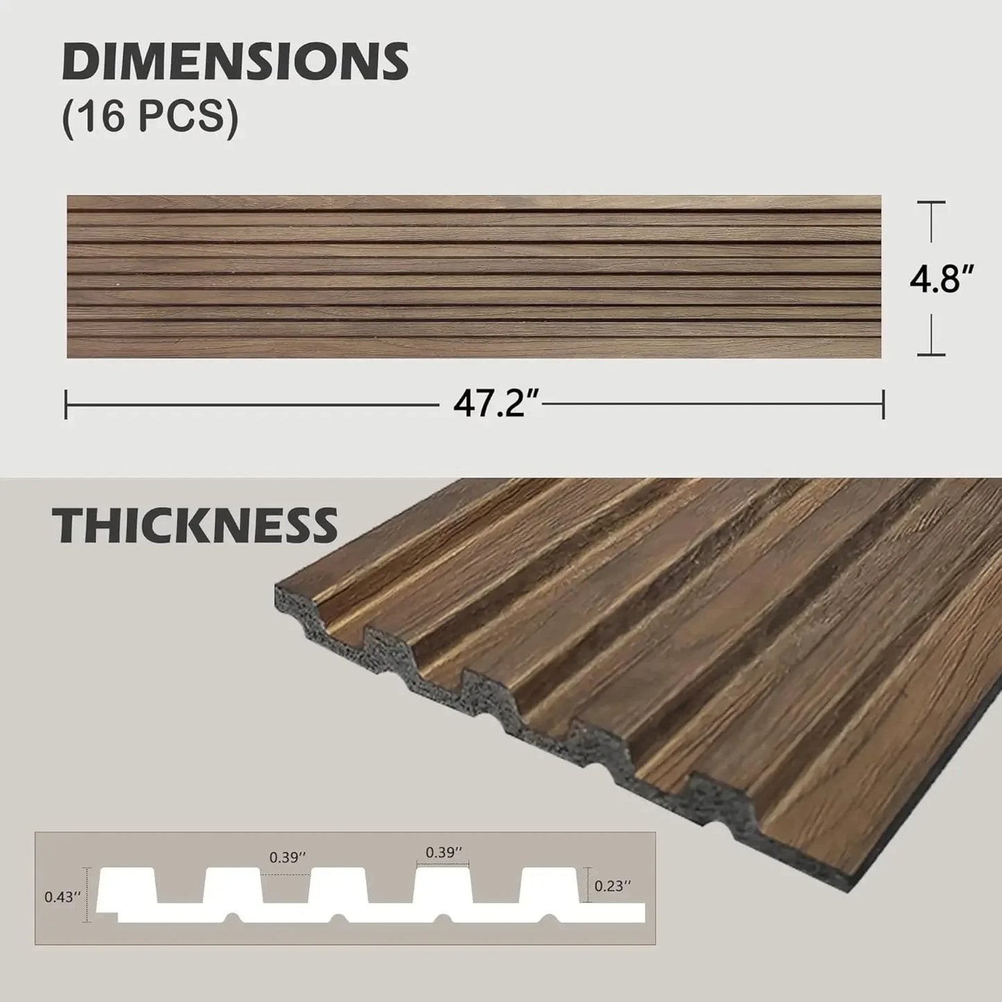 16PCS Fluted Wood Wall Panels for Interior Decor and TV Background