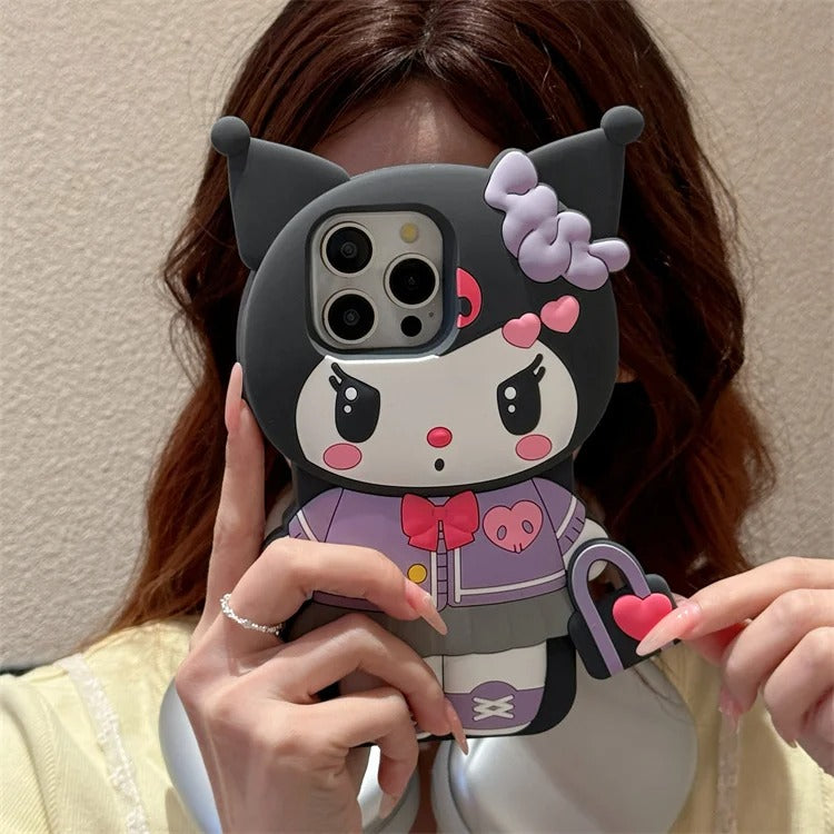 3D Hello Kitty and Kuromi Soft Silicone iPhone Cases