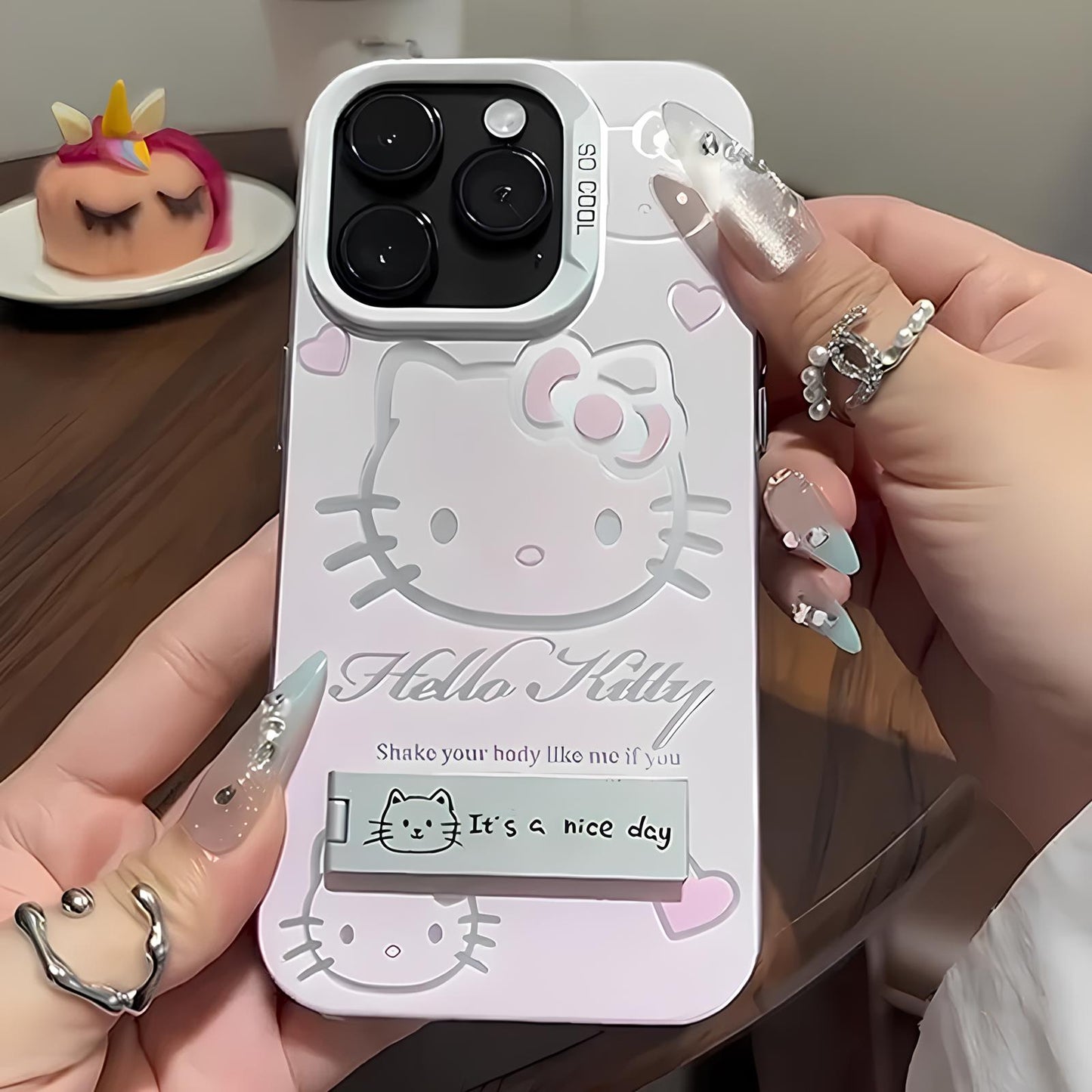 Luxury Pink Hello Kitty iPhone Case with Bracket