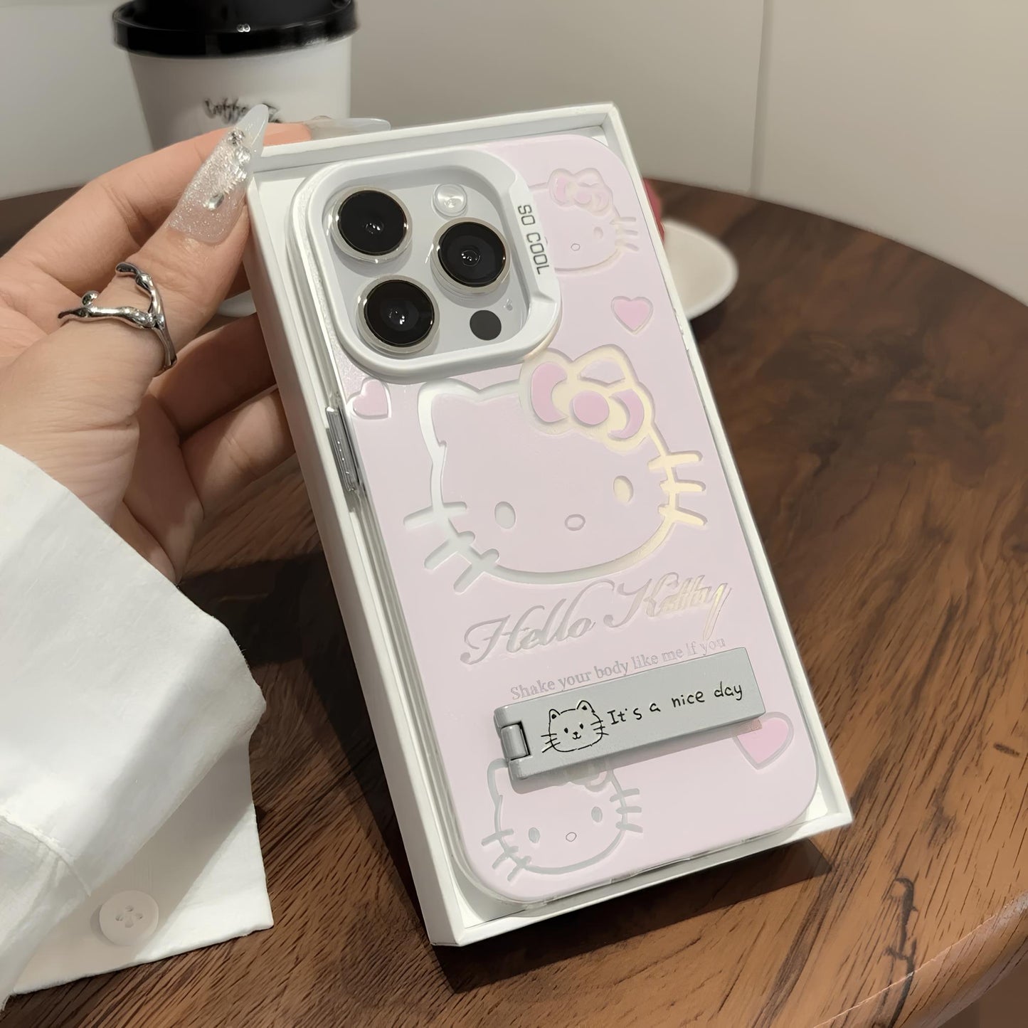 Luxury Pink Hello Kitty iPhone Case with Bracket