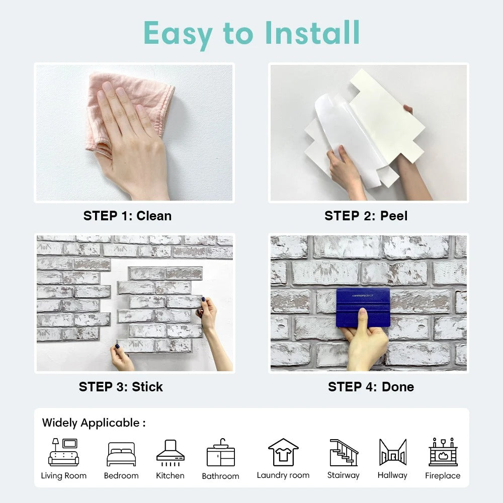 10 Pcs 3D Brick Wall Panels Peel and Stick for Home Decor