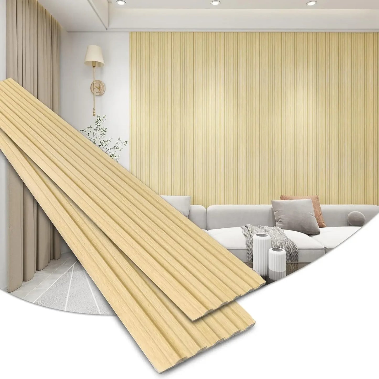 16PCS Fluted Wood Wall Panels for Interior Decor and TV Background