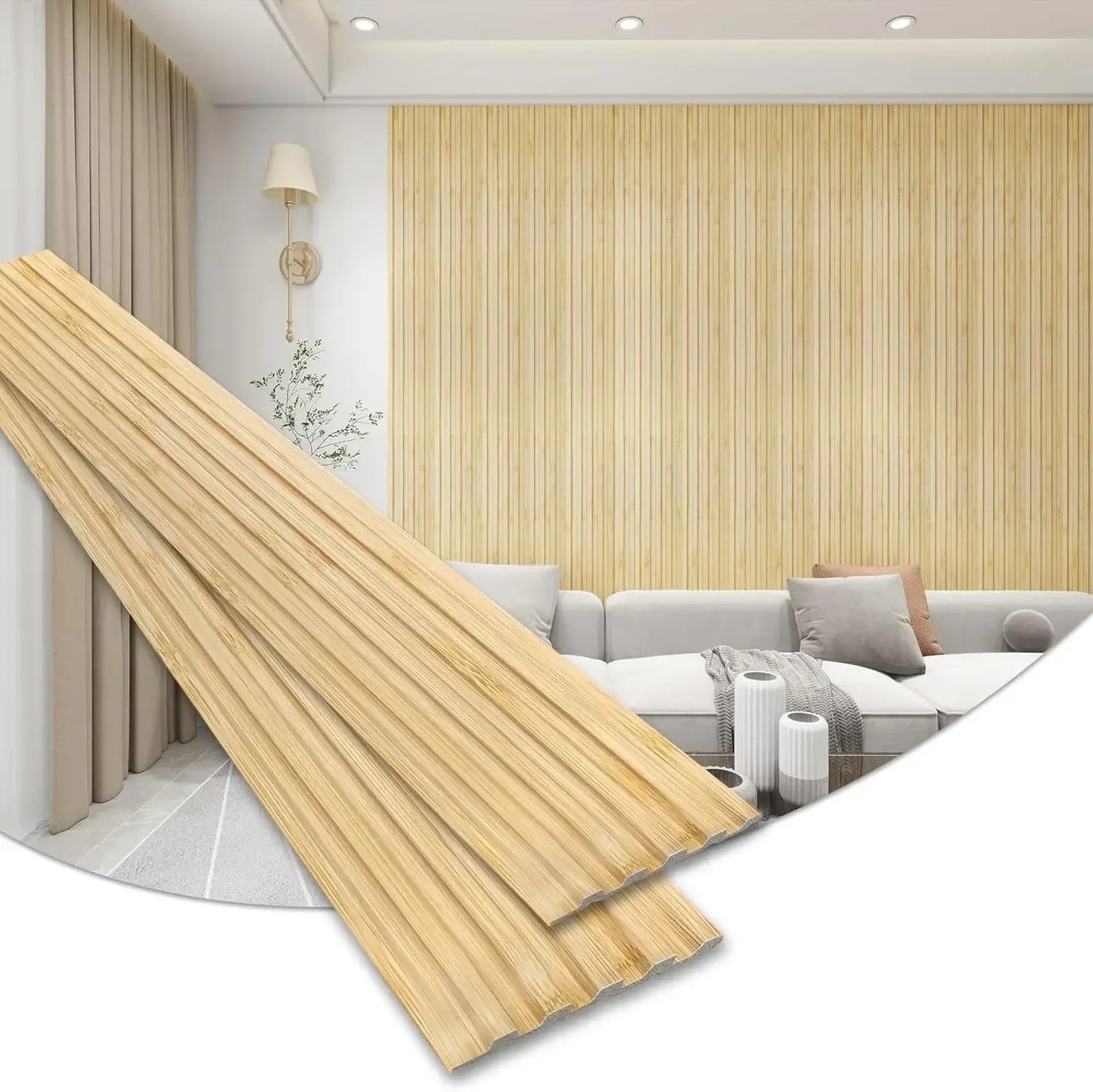 16PCS Fluted Wood Wall Panels for Interior Decor and TV Background