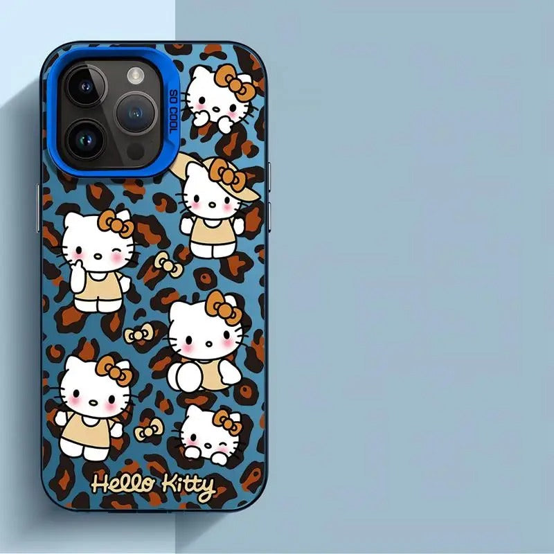 Cute Hello Kitty Leopard Print iPhone Cases Soft Silicone