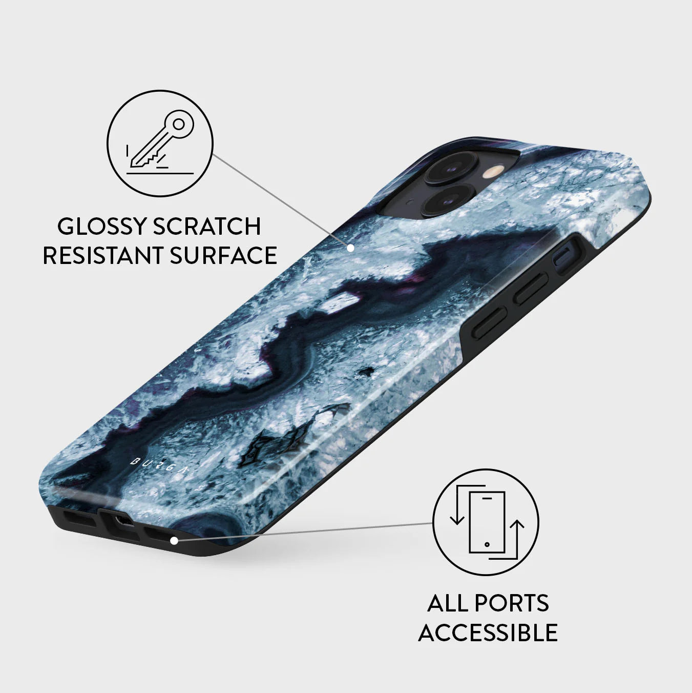 BURGA Phone case - Frozen Lake - Gray Marble