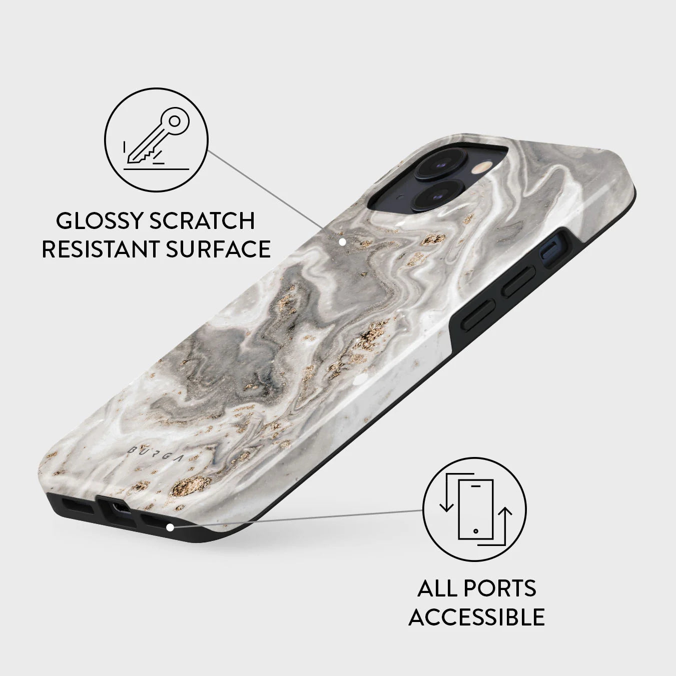 BURGA Phone case - Snowstorm - Grey Marble