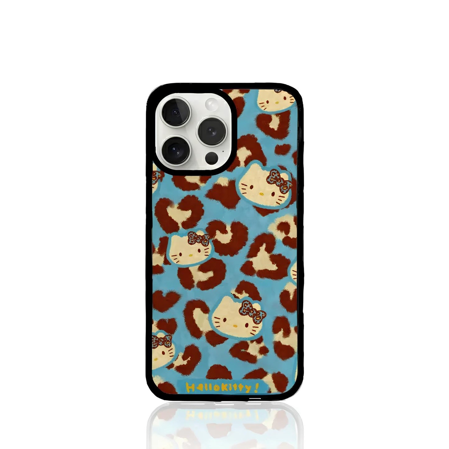 Hello Kitty Cheetah Print iPhone Case Blue Silicone Cover