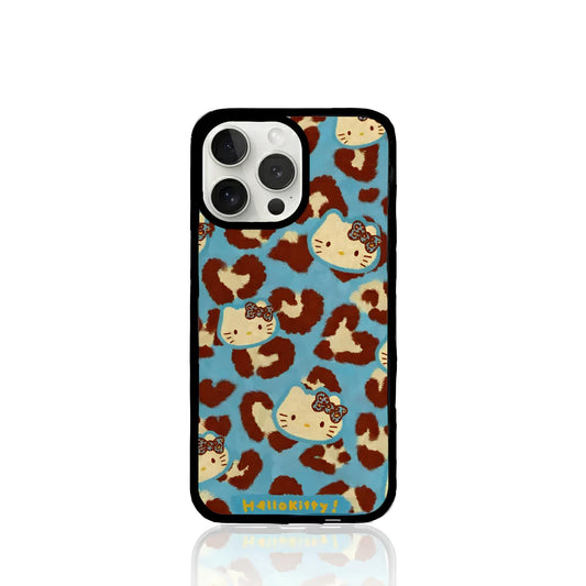 Hello Kitty Cheetah Print iPhone Case Blue Silicone Cover