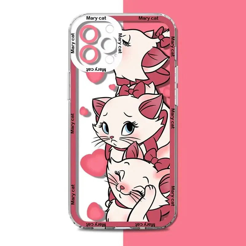 Marie Cat Clear iPhone Case Cute Pink Kawaii Silicone Cover