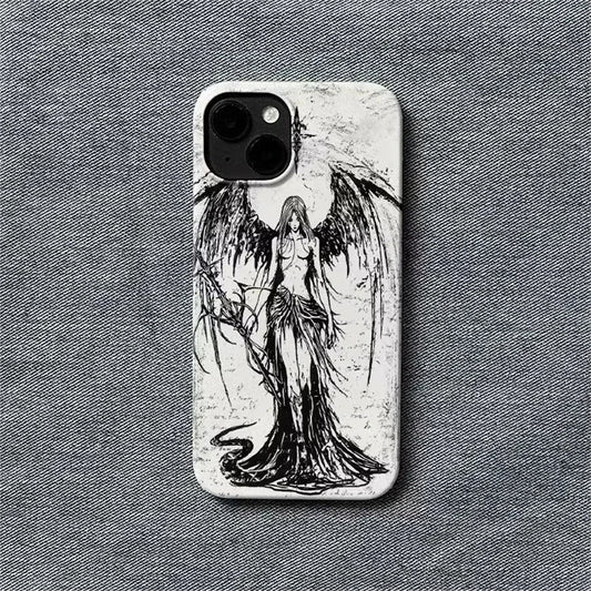 Gothic Girl Sculpture Retro Case for iPhone Shockproof Cover - (A) Art