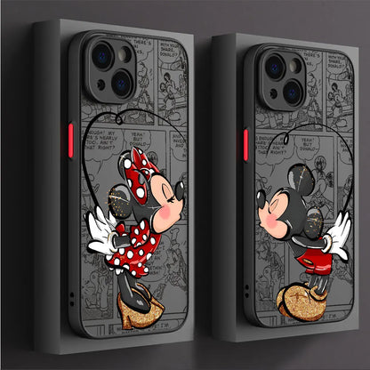 Couple Case Disney Mickey Minnie Love for iPhone Matte Cover (A)