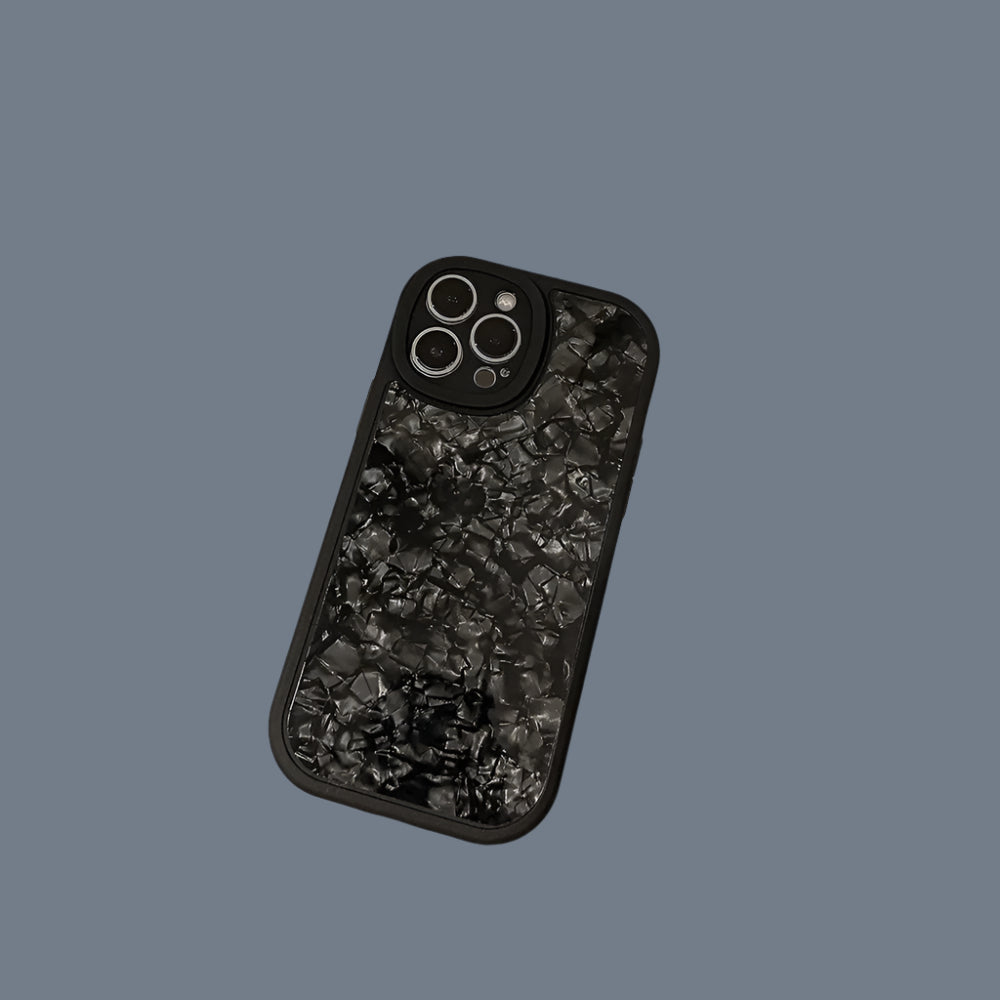 Shell Texture Shockproof Silicone Phone Case Black Cover (A)