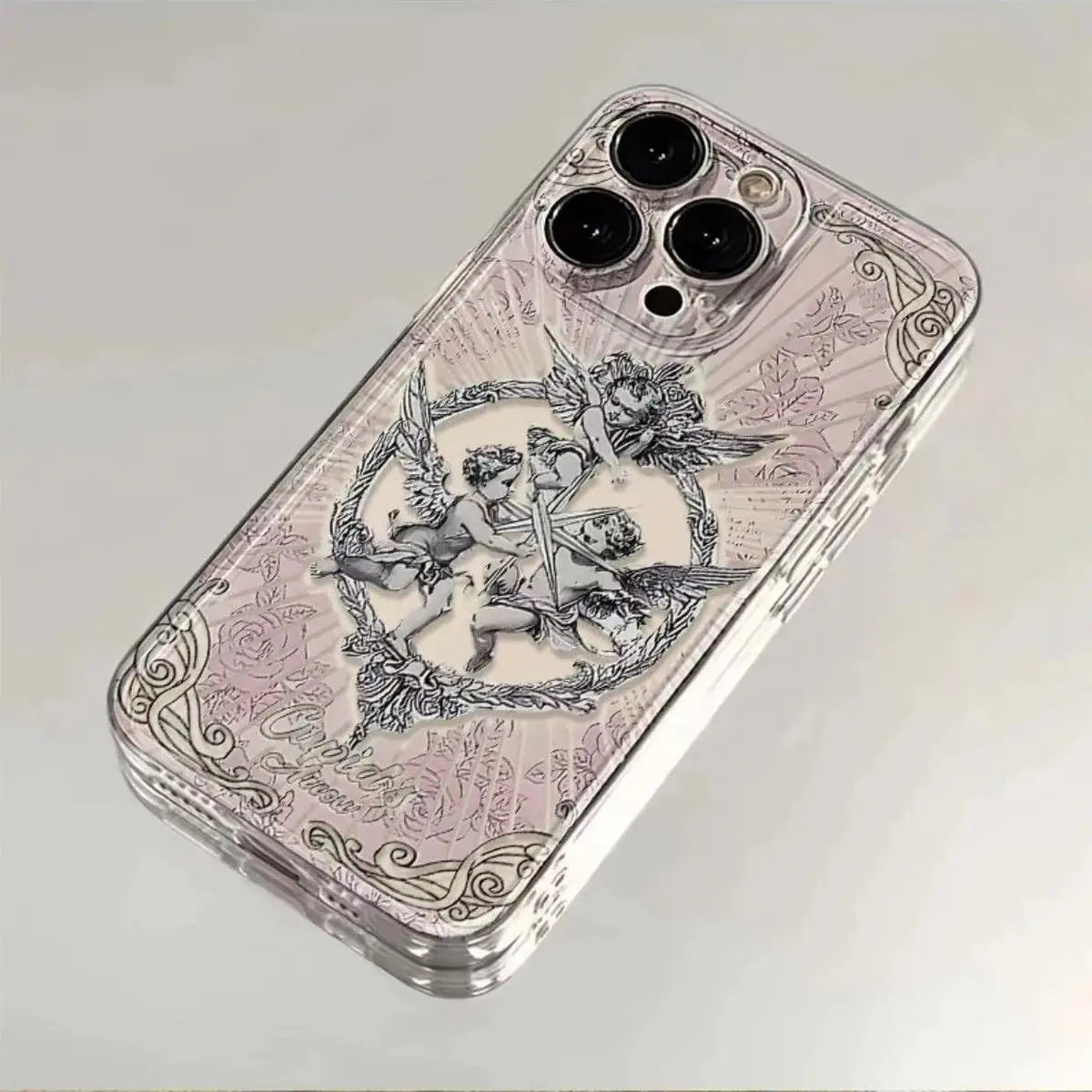 Retro Flower Cupid Angel iPhone Case - Soft Transparent (A)