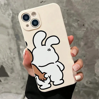 Couple Cartoon Rabbit & Bear Case for iPhone Soft Cover -(A)