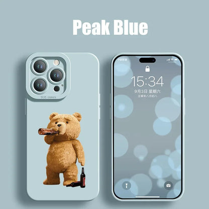 Couple Case Teddy Bear for iPhone Soft Silicone Cover (Black)