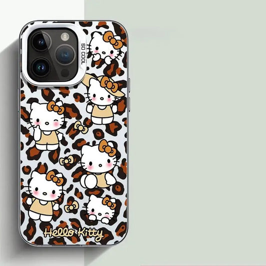 Cute Hello Kitty Leopard Print iPhone Cases Soft Silicone