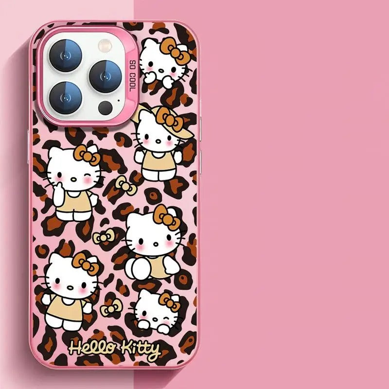 Cute Hello Kitty Leopard Print iPhone Cases Soft Silicone