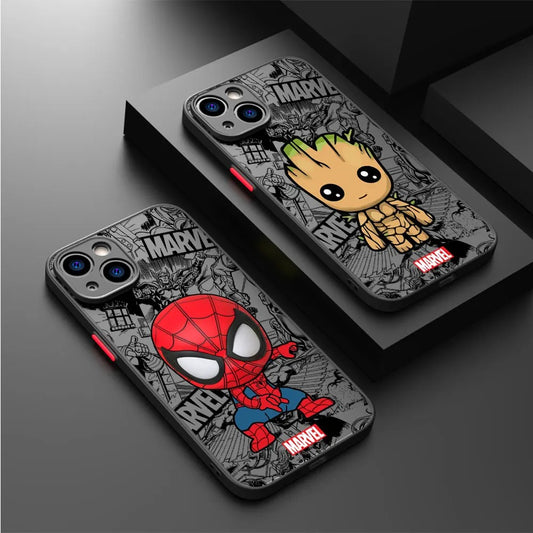 Cartoon Marvel Groot Spiderman iPhone Case Shockproof Cover