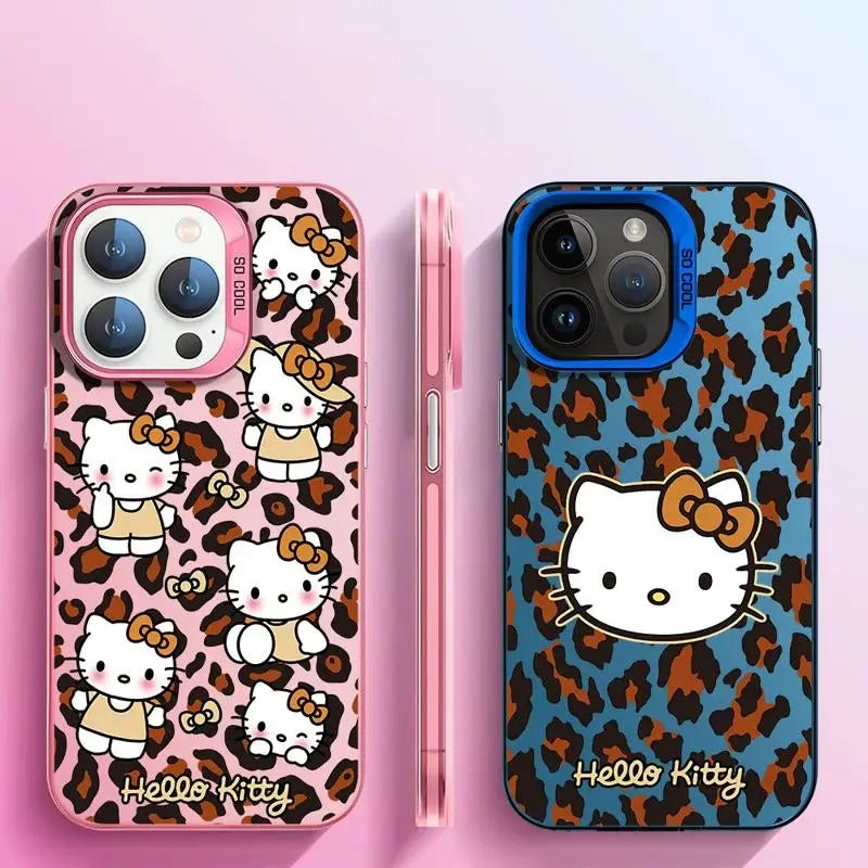 Cute Hello Kitty Leopard Print iPhone Cases Soft Silicone
