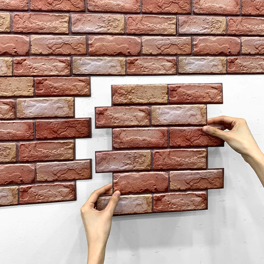 3D Faux Brick Wall Panel Red Adhesive Waterproof Tile (1PCS)