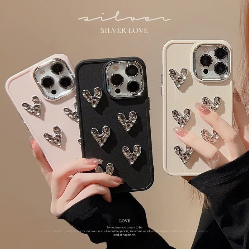 Luxury Plating Love Heart iPhone Case - Shockproof Bumper (A)