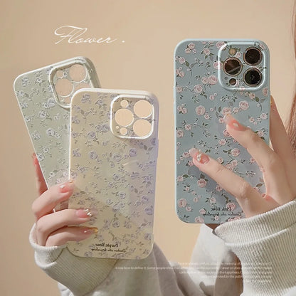 Luxury Korean Retro Floral iPhone Case - Shockproof (A)