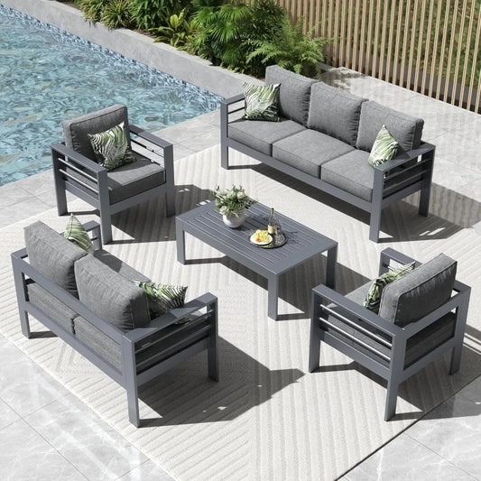 Modern Outer Furniture Set with Cushions and Coffee Table