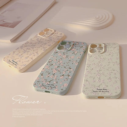 Luxury Korean Retro Floral iPhone Case - Shockproof (A)