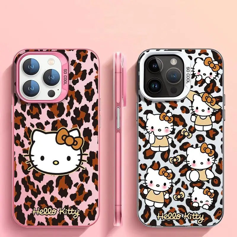 Cute Hello Kitty Leopard Print iPhone Cases Soft Silicone