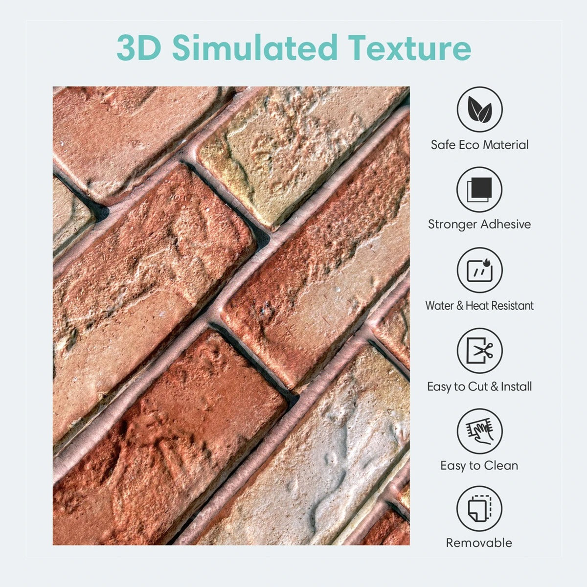 3D Faux Brick Wall Panel Red Adhesive Waterproof Tile (1PCS)