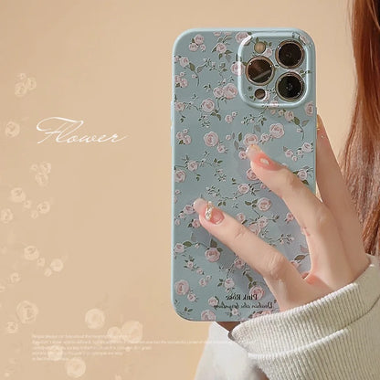 Luxury Korean Retro Floral iPhone Case - Shockproof (A)