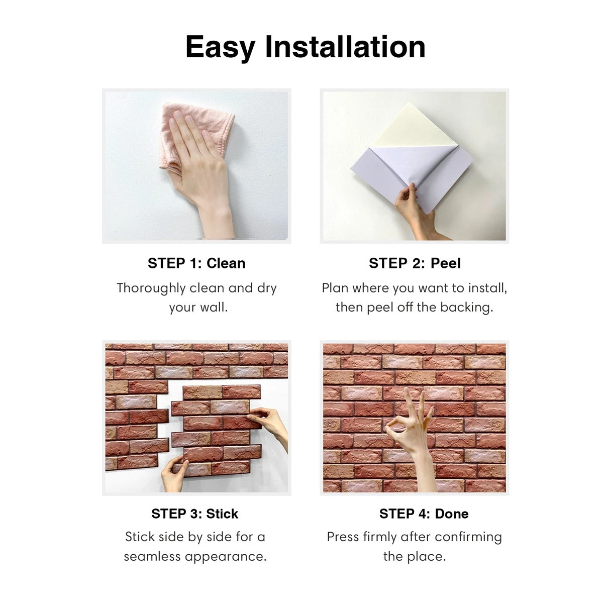 3D Faux Brick Wall Panel Red Adhesive Waterproof Tile (1PCS)
