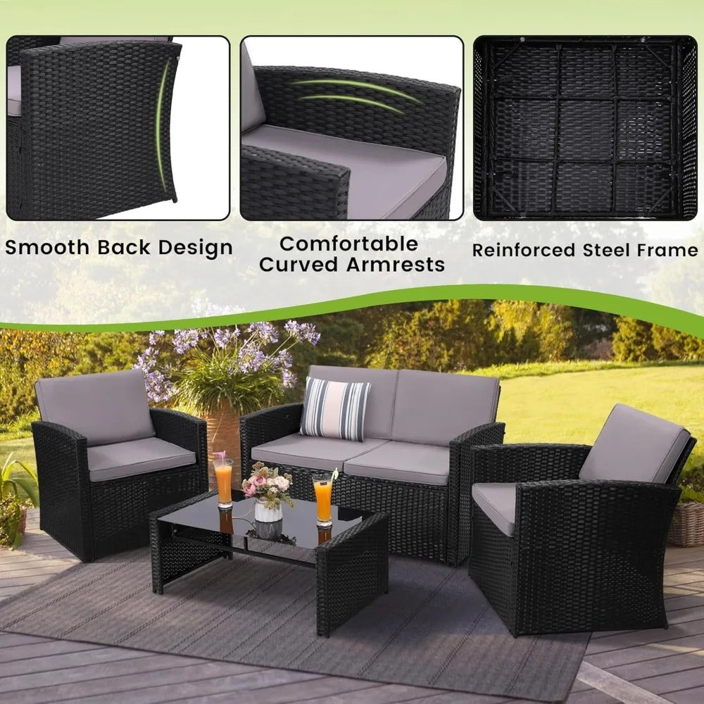 Wicker Patio Conversation Set for Outdoor Seating