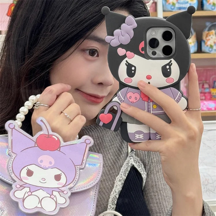 3D Hello Kitty and Kuromi Soft Silicone iPhone Cases
