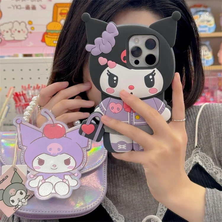 3D Hello Kitty and Kuromi Soft Silicone iPhone Cases