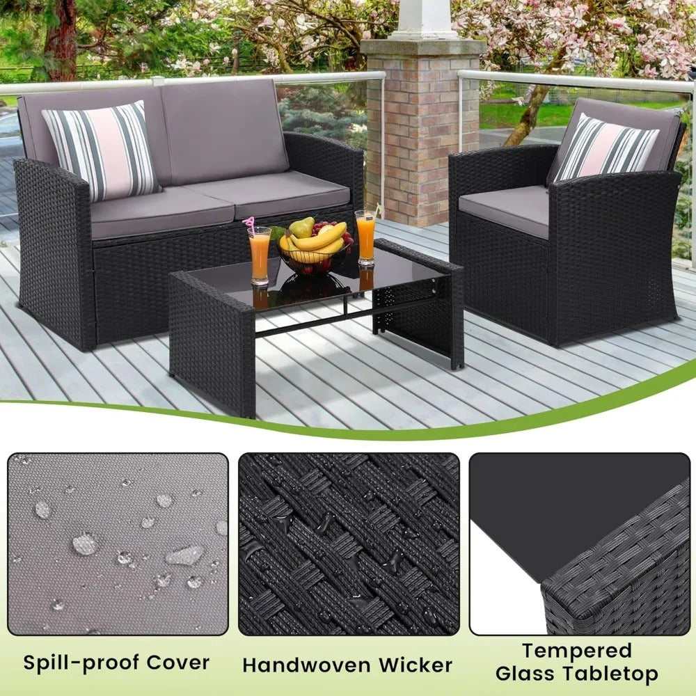 Wicker Patio Conversation Set for Outdoor Seating