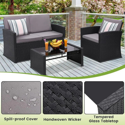Wicker Patio Conversation Set for Outdoor Seating