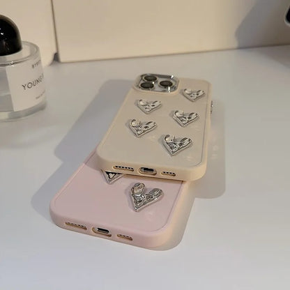 Luxury Plating Love Heart iPhone Case - Shockproof Bumper (A)