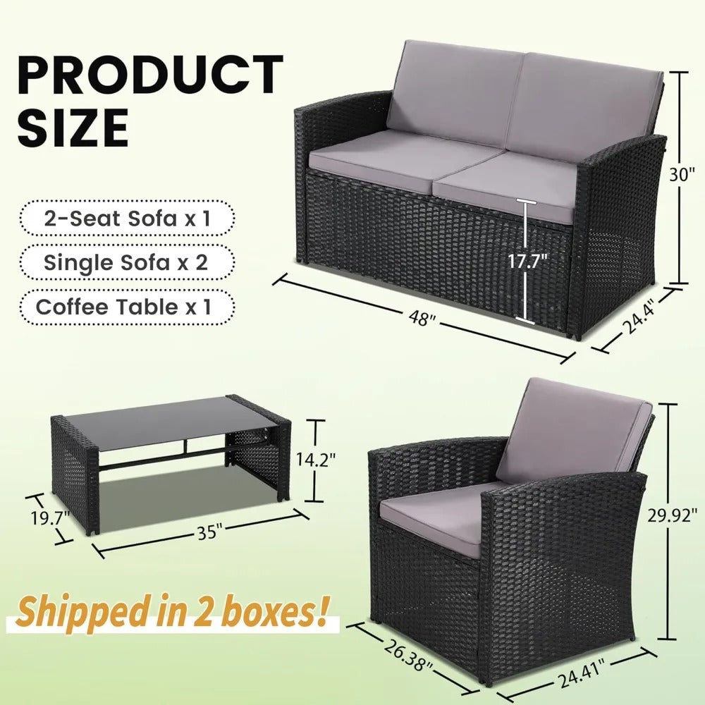 Wicker Patio Conversation Set for Outdoor Seating