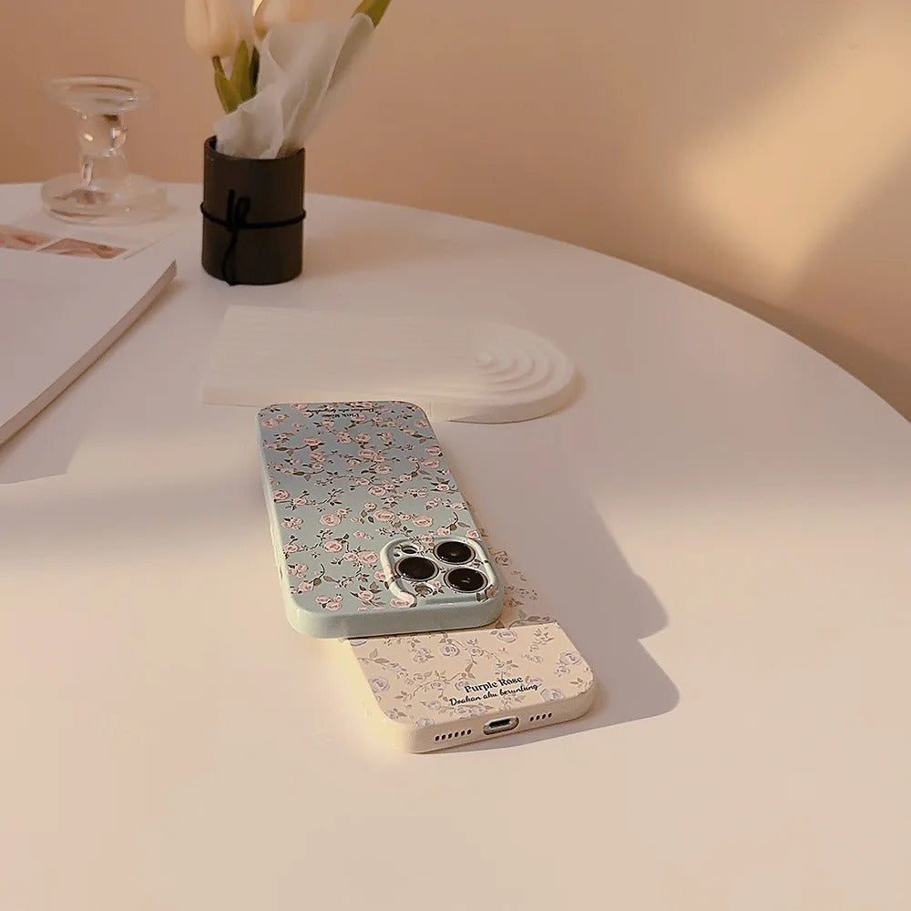 Luxury Korean Retro Floral iPhone Case - Shockproof (A)