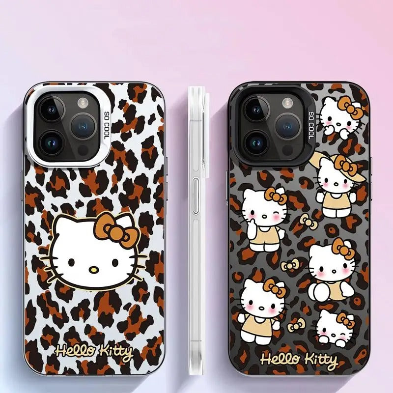 Cute Hello Kitty Leopard Print iPhone Cases Soft Silicone