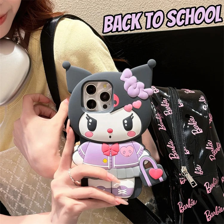 3D Hello Kitty and Kuromi Soft Silicone iPhone Cases